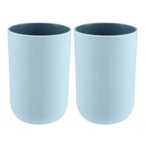2Pcs Bathroom Toothbrush Cup Blue 4.33''x2.76'' 350ml